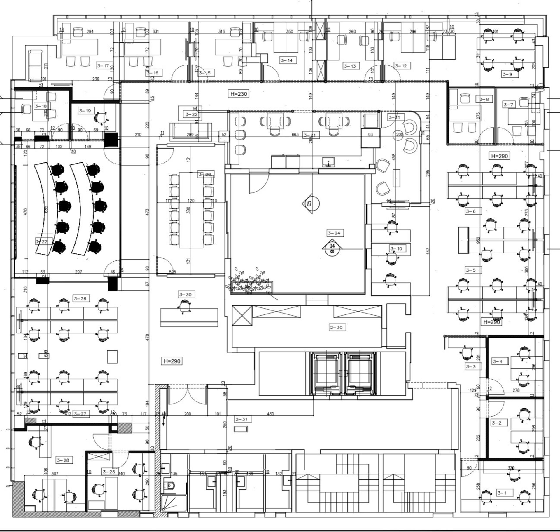 תוכנית קומה 1 - משרדים לחברות הייטק באבן גבירול
