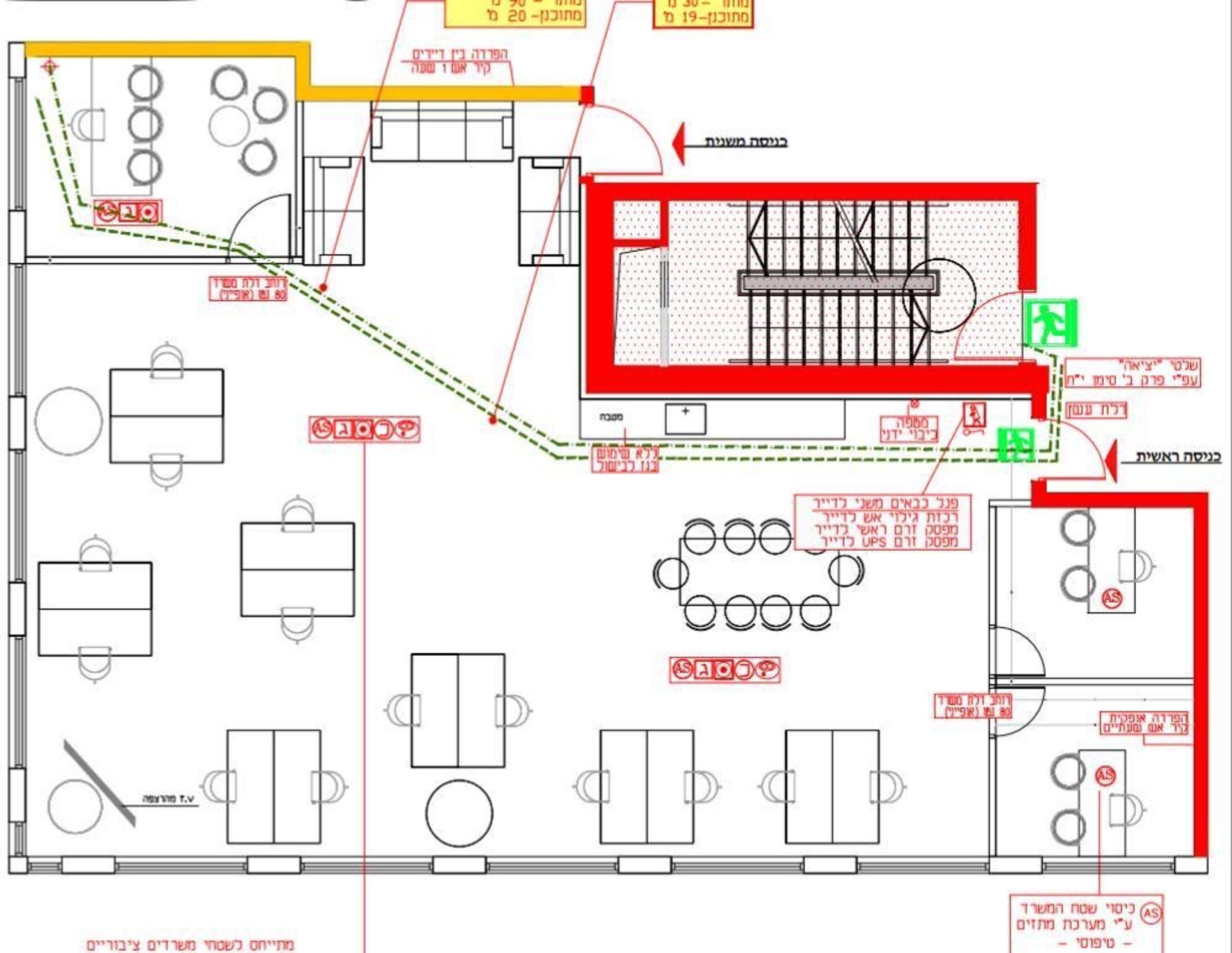 תוכנית קומה 1 - משרדים עם אופן ספייס בקומה גבוהה במגדל אקרו