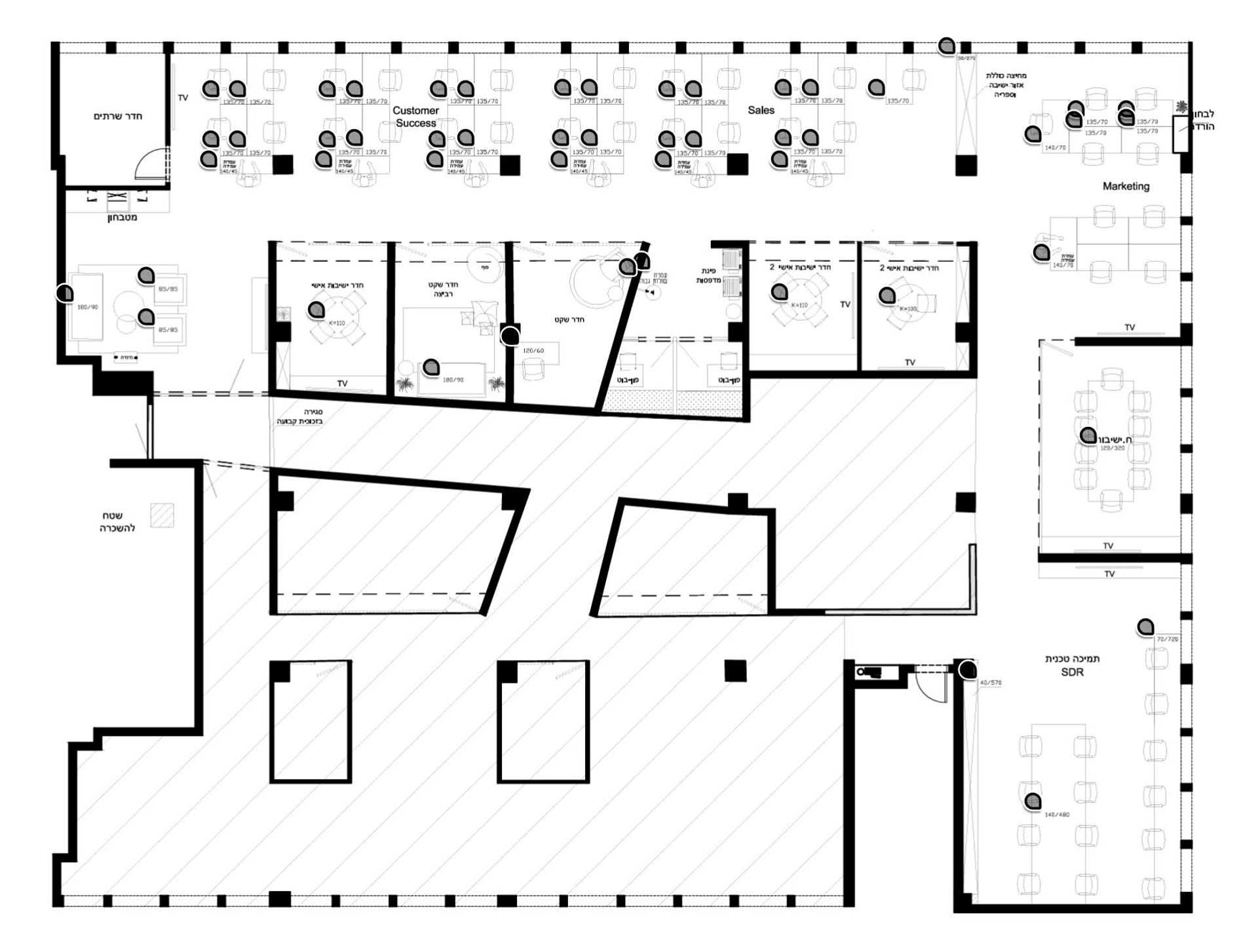 תוכנית קומה 1 - משרדים לסטארט-אפ במיקום אסטרטגי ליד שרונה
