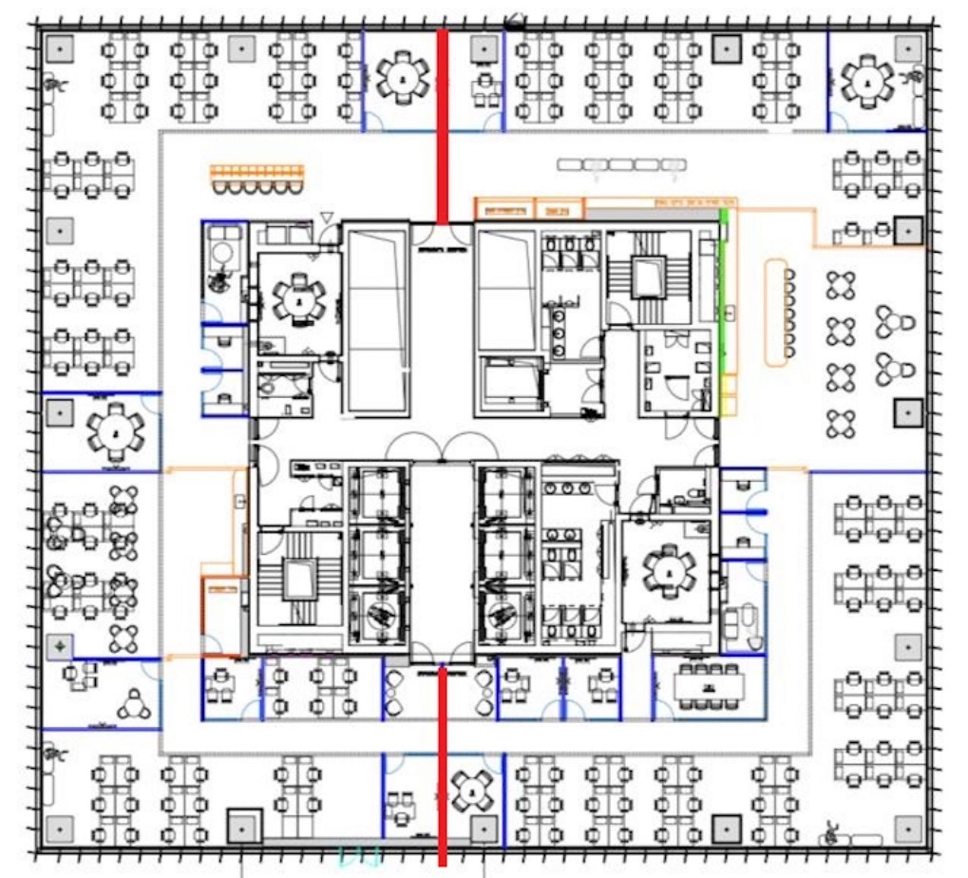 תוכנית קומה 1 - משרד חדש ברמת גמר גבוהה מתאים לחברות הייטק