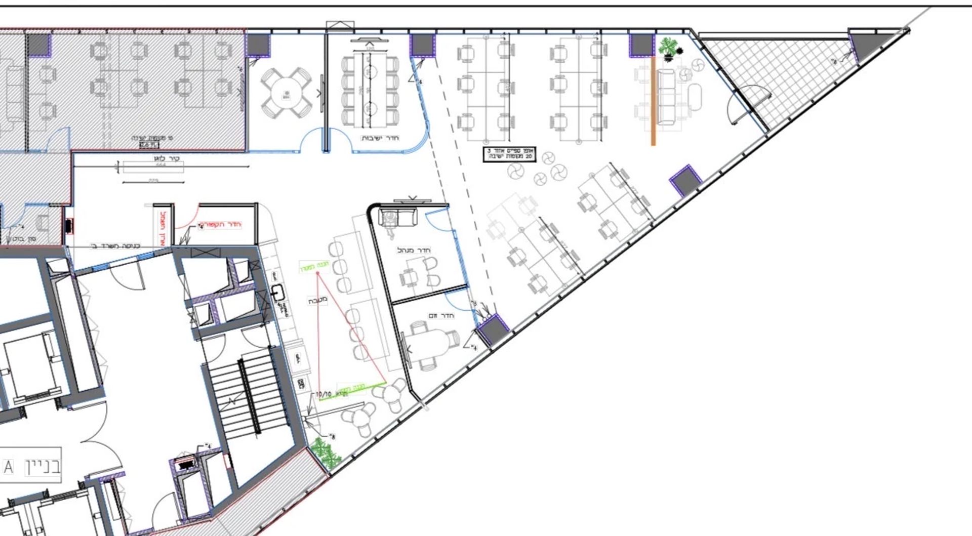 תוכנית קומה 1 - משרדים להשכרה לסטארט-אפ על ציר מידטאון