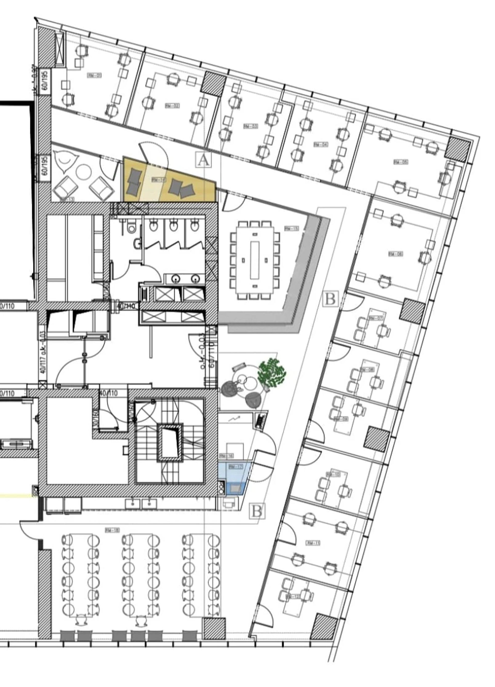 תוכנית קומה 1 - משרד plug and play במתחם הבורסה ברמת גן