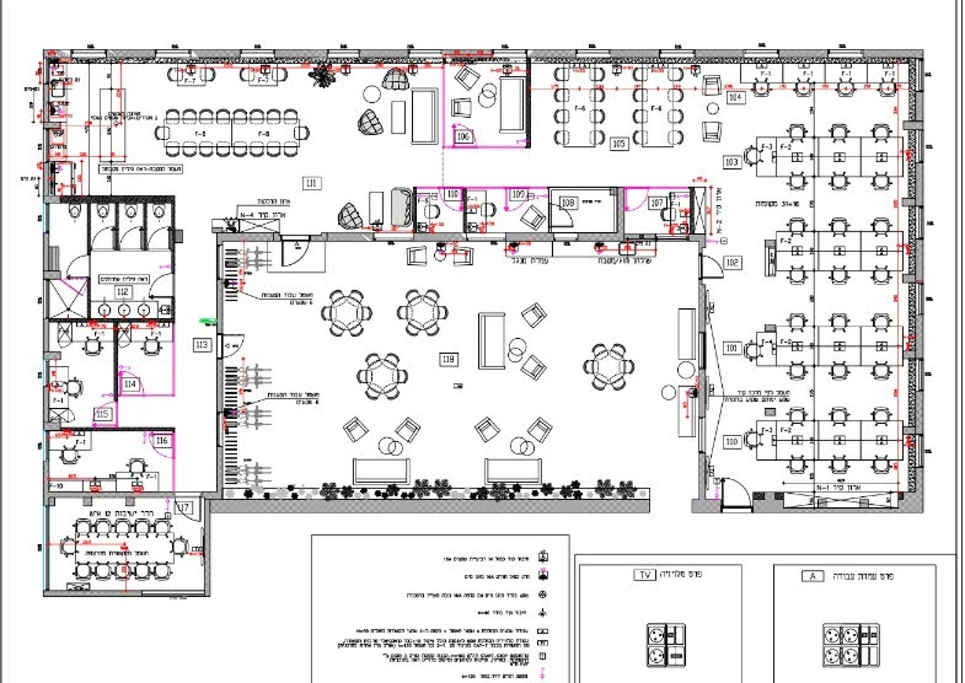 תוכנית קומה 1 - משרדים בקומת קרקע עם חצר על רחוב קפלן