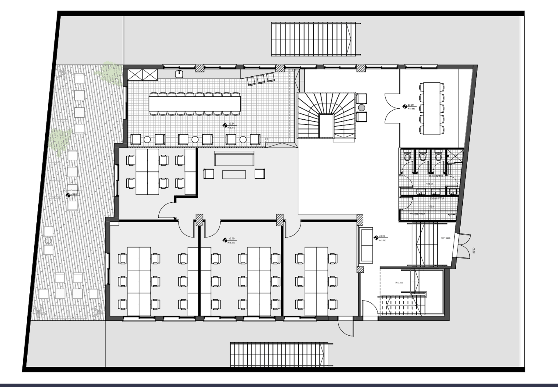 תוכנית קומה 1 - מבנה עצמאי להשכרה במונטיפיורי, ליד שרונה ורכבת השלום, Plug & Play